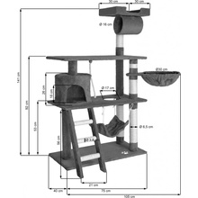 TecTake Kočičí škrabadlo Merci 141 cm