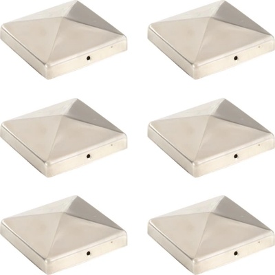 Krytky na plotové sloupky ve tvaru stříšky 6 ks nerez 101x101mm