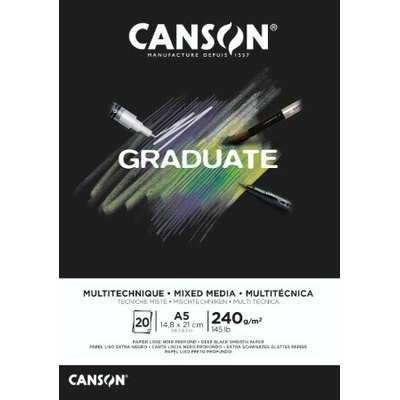 Canson Skicák Graduate Mix Media Black lep. A5, 20listů, 240g