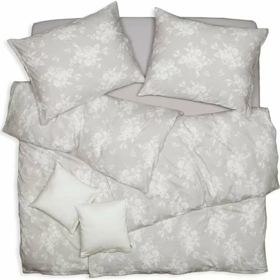 SCANquilt Obliečky satén plus ruža béžová biela 140x220 70x90