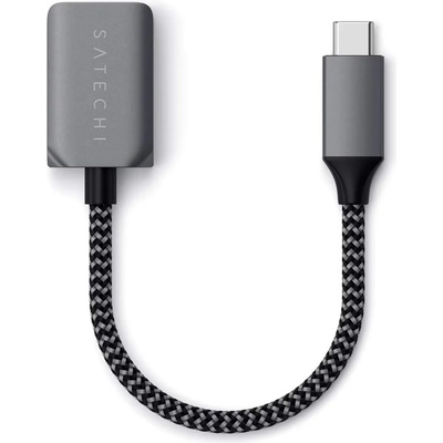 Satechi USB-C Male to USB-A 3.0 Female Adapter - алуминиев USB-A адаптер за MacBook и устройства с USB-C порт (тъмносив)