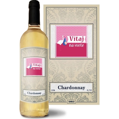 Sablio Vitaj na svete 4 Chardonnay biele suché víno 12 % 0,75 l (čistá fľaša)