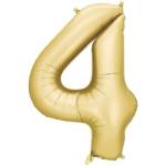Party Deco Фолиев Балон Цифра в Сатенено Злато - 4 (fb1s-4-019)