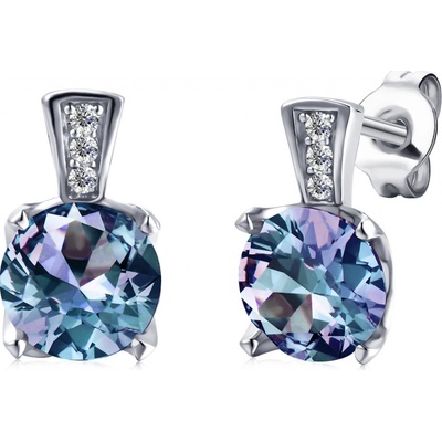 Royal Fashion stříbrné pozlacené náušnice Alexandrit DGES0027-WG