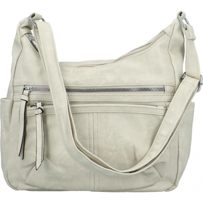 Stylová dámská koženková crossbody kabelka Palmira krémová