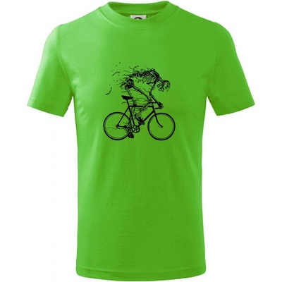 Gravel Bike kostra tričko dětské bavlněné Apple Green