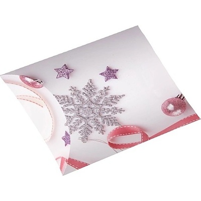 Anděl Krabička skládací dárková S 16 x 11 cm s glitry vločka