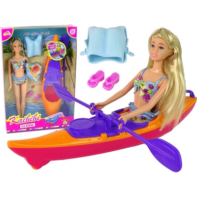 Lean Toys bábika s oranžovým kajakom