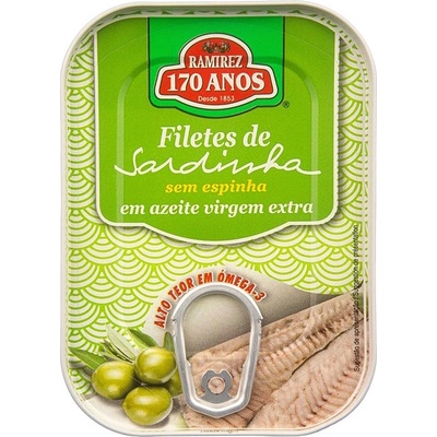 Ramirez Filety sardinky bez kostí v extra panenskom olivovom oleji s kúskami olív 100 g