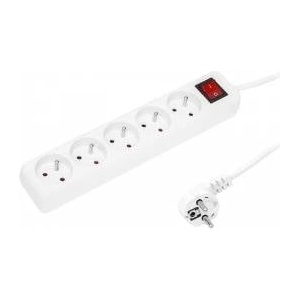 BLOW 98-739# Power strip pr-570wsp 5-outlet with grounding+switch 5m white (3x1.5mm)
