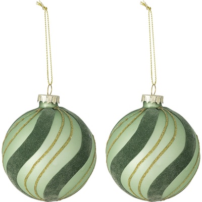Bloomingville Vianočná ozdoba Sunita Green Glass – set 2 ks