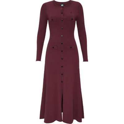 DKNY L/S Button Swtr Dres Burgundy