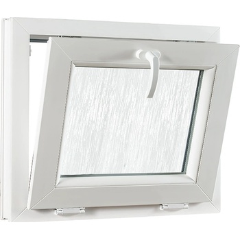 SKLADOVE-OKNA.sk - Sklopné plastové okno PREMIUM - sklo kôra - 600 x 550 mm, barva biela