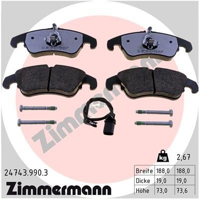 ZIMMERMANN Sada brzdových platničiek kotúčovej brzdy 24743.990.3