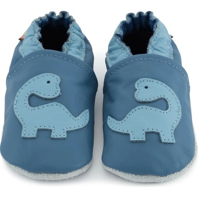 Carozoo kožené capáčky s koženou podrážkou dino na modré – Zbozi.Blesk.cz