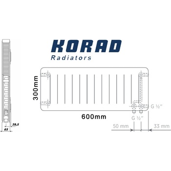 Korad Radiators 21VKP 300 x 600 mm