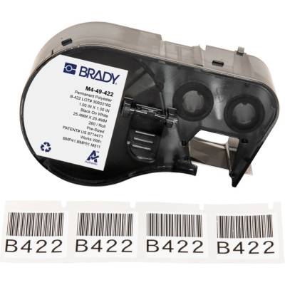Brady M4-49-422 / 170739, 25.40 mm x 25.40 mm, Polyester, черно копиране / бял фон (170739)