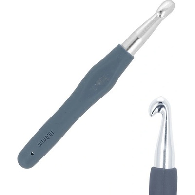 Háček s pogumovanou ručkou 10mm tm.šedý