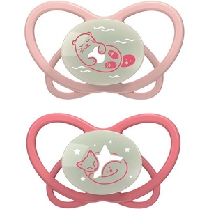 NIP Силиконови залъгалки NIP Green - Нощни, 16-32 м, 2 броя, розови (44000821316263) - ozone