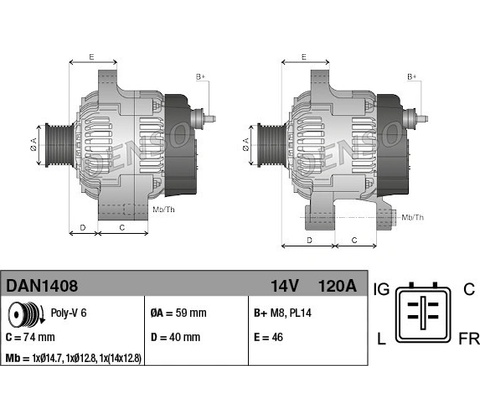 DENSO Generátor DAN1408