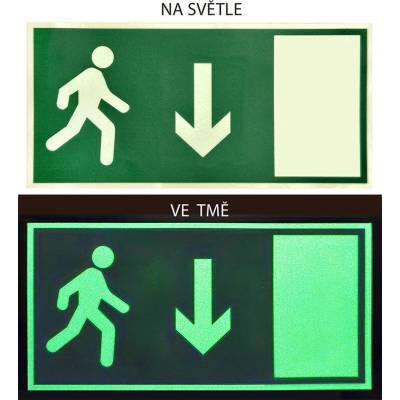 RAFO Svítící samolepka Únikový východ dolů, 21x10 cm Varianta: vpravo