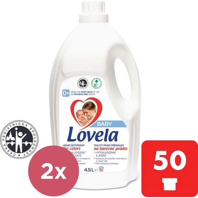 Lovela Baby tekutý prací prípravok na farebnú bielizeň 2 × 4,5 l 100 PD
