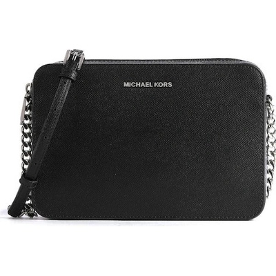 Michael Kors Jet Set Large Leather crossbody bag Black Silver