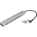 Sandberg USB-C/A към 7 x USB 3.0 HUB, до 7 USB-A порта, USB 3.0 SuperSpeed 5 Gbit/sec, 5 години гаранция 136-66 (136-66)