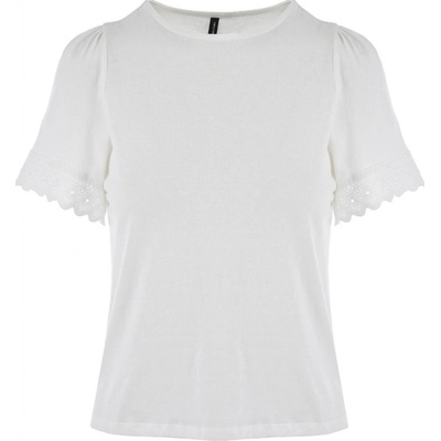 Vero Moda TRIČKO S KRAJKOU BÍLÉ