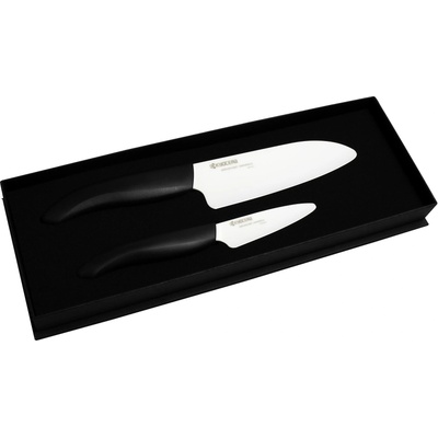 KYOCERA (Kyoto Ceramics - Япония) Комплект от 2 броя керамични ножове KYOCERA с бяло острие и черна дръжка (Kyocera FK-2PC-WH-BK)