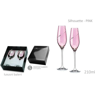 Diamante Sklenice na sekt Silhouette PINK 2 x 210 ml