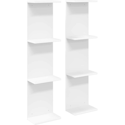 vidaXL Стенен рафт 2 бр. Бяло 22 x 15 x 100 см Инженерна дървесина (8012437)
