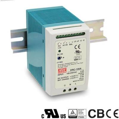 Napájecí zdroj na DIN s nabíječkou 100W 27,6V/27,6V MEAN WELL DRC-100B
