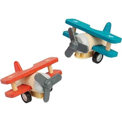 Bigjigs Toys natahovací letadlo Dvouplošník červený