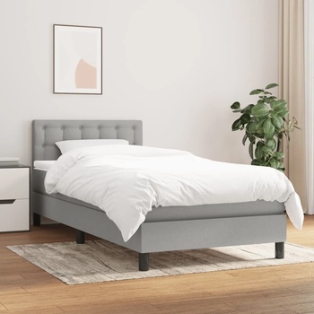 vidaXL Боксспринг легло с матрак, светлосиво, 80x200 см, плат (3140329)