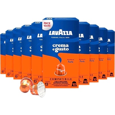 100 бр. алуминиеви кафе капсули Lavazza Crema e Gusto Forte съвместими с Nespresso®