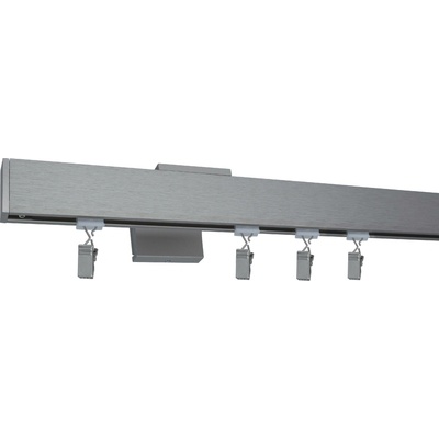 Kovovégarnýže Garnýže Quadrato plug broušený nerez Jednořadá, 251-300cm, kolečkový jezdec+šnekový háček