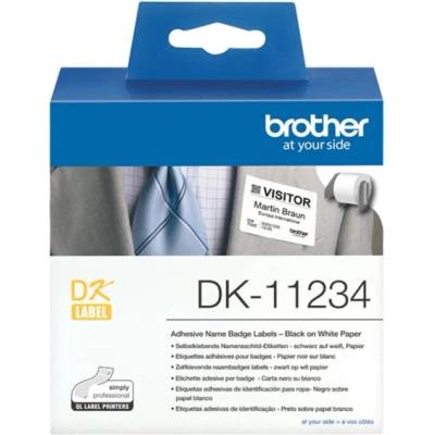 Brother Консуматив, Brother DK-11234 Adhesive Visitor Badge Label Roll - Black on White, 60mm x 86mm (DK11234)