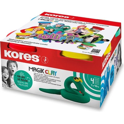 Kores Modelovací hmota Magik Clay Lollipopz základní barvy 4 x 40 g