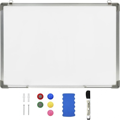 vidaXL Magnetická tabuľa stierateľná za sucha biela 90 x 60 cm oceľ
