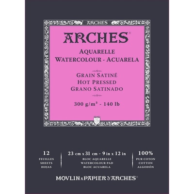 Arches akvarelový blok hladký HP prírodná biela 300 g/m² A5 A312 listovA4