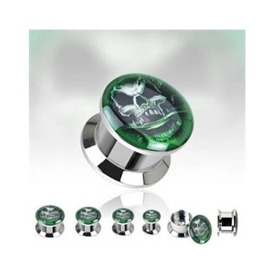Šperky4U ocelový šroubovací plug do ucha "lebka" PL01065-12