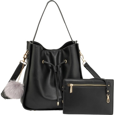 Kabelka black Drawstring Tote bag With Pouch AG00591M black černá