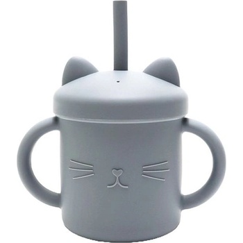 Lorelli Силиконова чаша с дръжки и сламка Lorelli - Natural, Grey (10230660003)