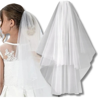 Camerazar Dvojitý Svatební Závoj na Vlasy, Bílý Tyl, 84 cm – Zboží Dáma