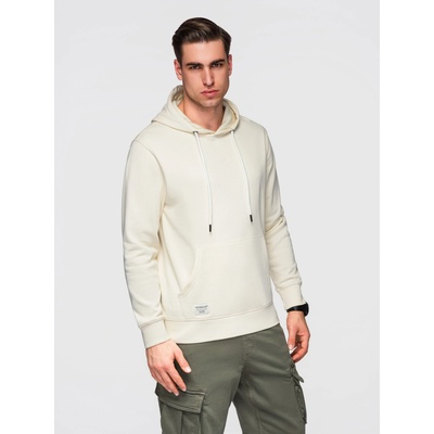Ombre Clothing Мъжко памучно суитшърт BASIC с кангур джеб и качулка - кремаво Ombre Clothing Ombre Clothing | Byal Bezhov | МЪЖЕ | S