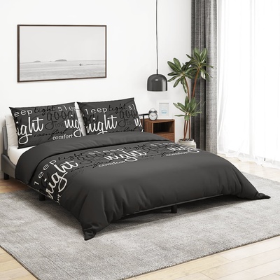 vidaXL Комплект спално бельо, черно, 140x200 см, памук (136522)