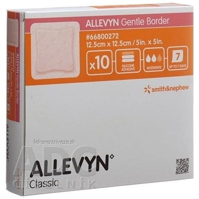 Allevyn Gentle Border Krytie na rany 12,5 x 12,5 cm adhezívne penové krytie so silikónovým gélom 10 ks