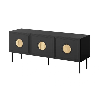 Cama meble RTV шкаф PALAZZO 150x42x60 черен + дъб крафт (PALAZZO 474410)