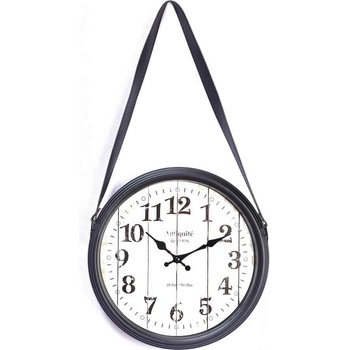 Platinet Strip Wall Clock With Pu Leather Belt - стенен часовник с колан от изкуствена кожа (черен)